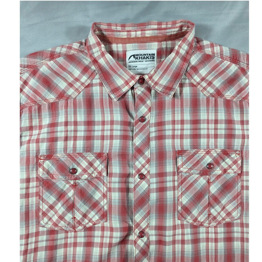 Mountain Khakis Western Pearl Snap Shirt Men XXL Red Plaid Cotton
